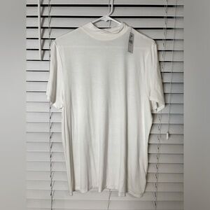 NWT Lane Bryant flowing white short sleeve mock turtleneck top